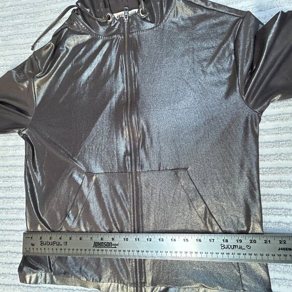 H&M Coachella Official Womens Metallic Full-Zip Hoodie Jacket Small Lightweight - Picture 4 of 9